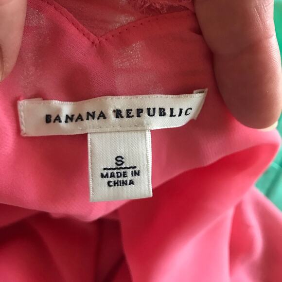 Banana Republic Silk Coral Flutter Top Shirt Blouse Sz Small - Picture 5 of 8